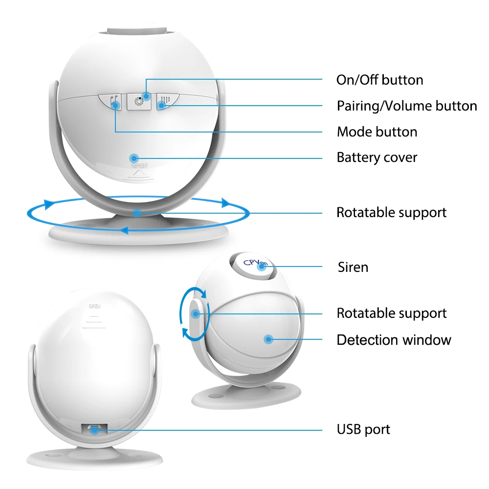 CPVAN датчик движения беспроводная сигнализация с датчиком движения датчики движения Беспроводная сигнализация с датчиком движения для домашней охранной сигнализации инфракрасный детектор движения датчик движения с пул