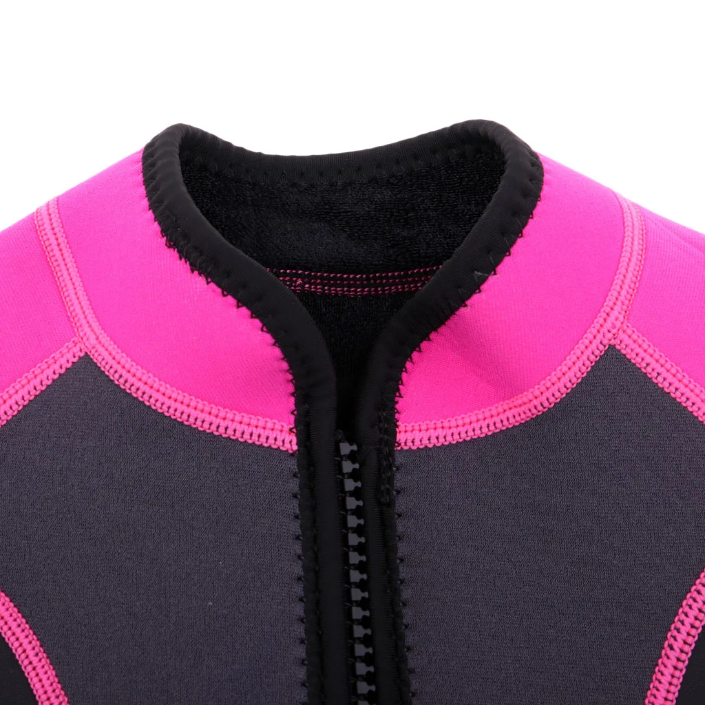 Kids Swimsuit Boys Girls Short Sleeve Wetsuit Thermal  Swimsuit Sun Protection for 2-13 Years Old Children Pink/Blue 