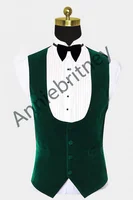 Autumn Winter Red Velvet Man Waistcoat For Wedding Grooms Vest Prom Tuxedos Male Clothing Formal Sleeveless Jacket Custom Made 2