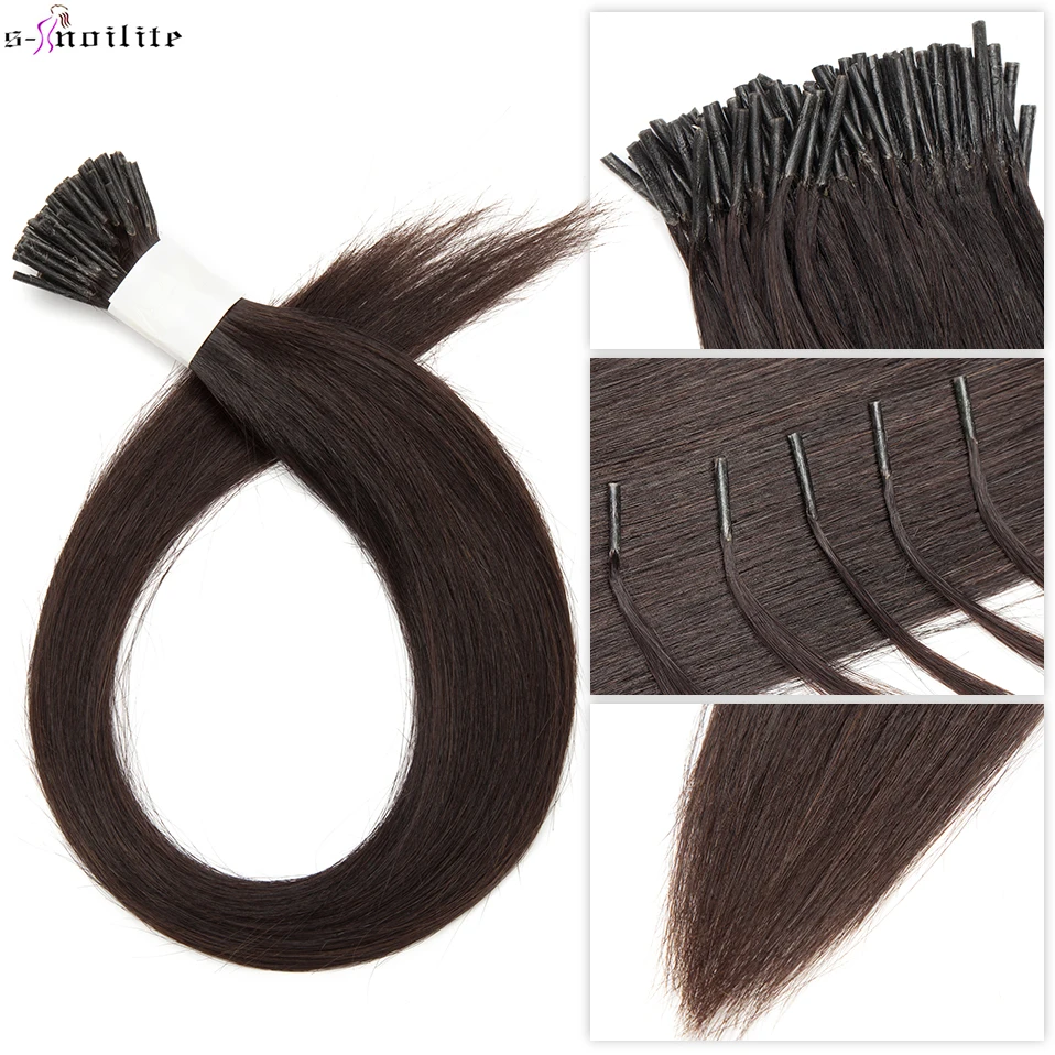 S-noilite 0.5g/s I tip Hair Extensions Human Hair Keratin Fusion 16inch-22inch Human Pre Bonded Stick Straight Natural