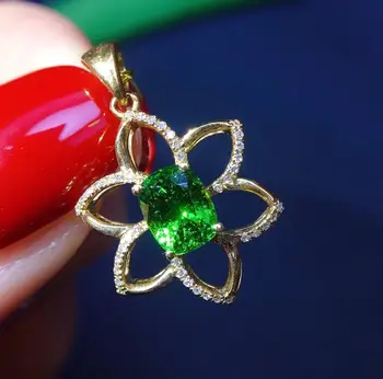 

J407 Tsavorite Pendant 18k Gold Nature 1.05ct Tsavorite Gemstones Pendant Diamond sPendant Gemstone Necklaces for Women
