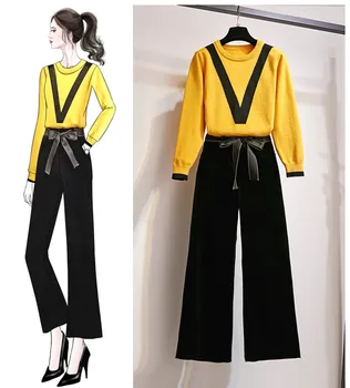 

Fp2888 2019 new autumn winter women fashion casual 2pieces set suit winter outfits women