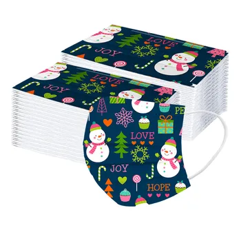 

10/20/30/100PC Children's Mask Disposable Christmas Mouth Mask 3 Layer Breathable Children's Non Wovens Mask Face Earloop Mask