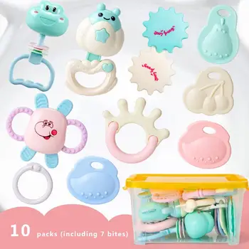 

10/13pcs Baby Rattle Toy Cartoon Animal Shape Baby Teether Soft Baby Bitten Ring Silicon Infant Teeth Nursing Toy