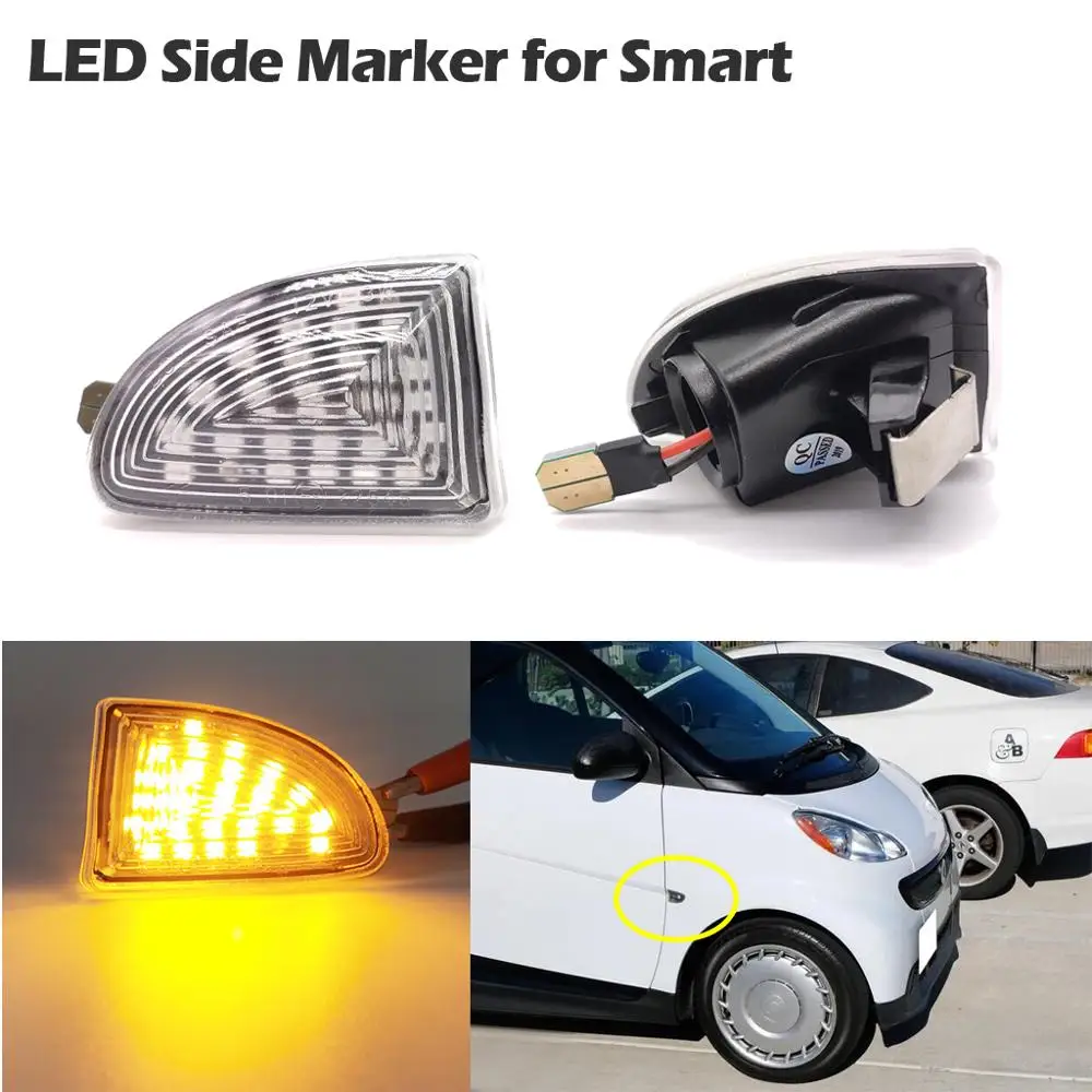 

1 Pair Amber LED side Marker light turn signal lights for Smart Fortwo 451 MK1 & MKII 2007-2014