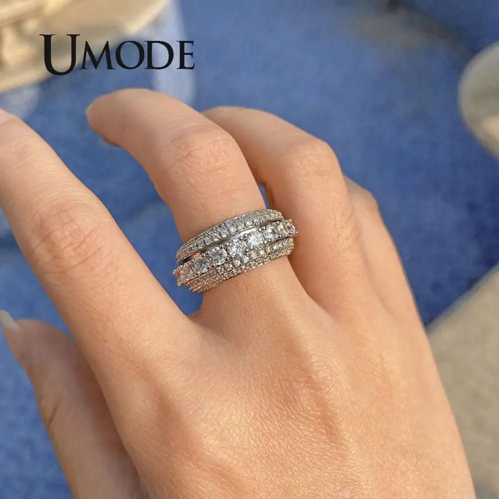 UMODE, вращающиеся кольца для женщин, трендовые циркониевые кольца на палец, свадебные кольца для женщин, роскошные ювелирные изделия для помолвки, дропшиппинг UR0573
