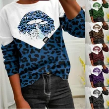 Autumn/winter New Style Women's Pullover Floral Print Blouse Long-sleeved Women's T-shirt Casual Sweatshirt Plus Size S--3XL
