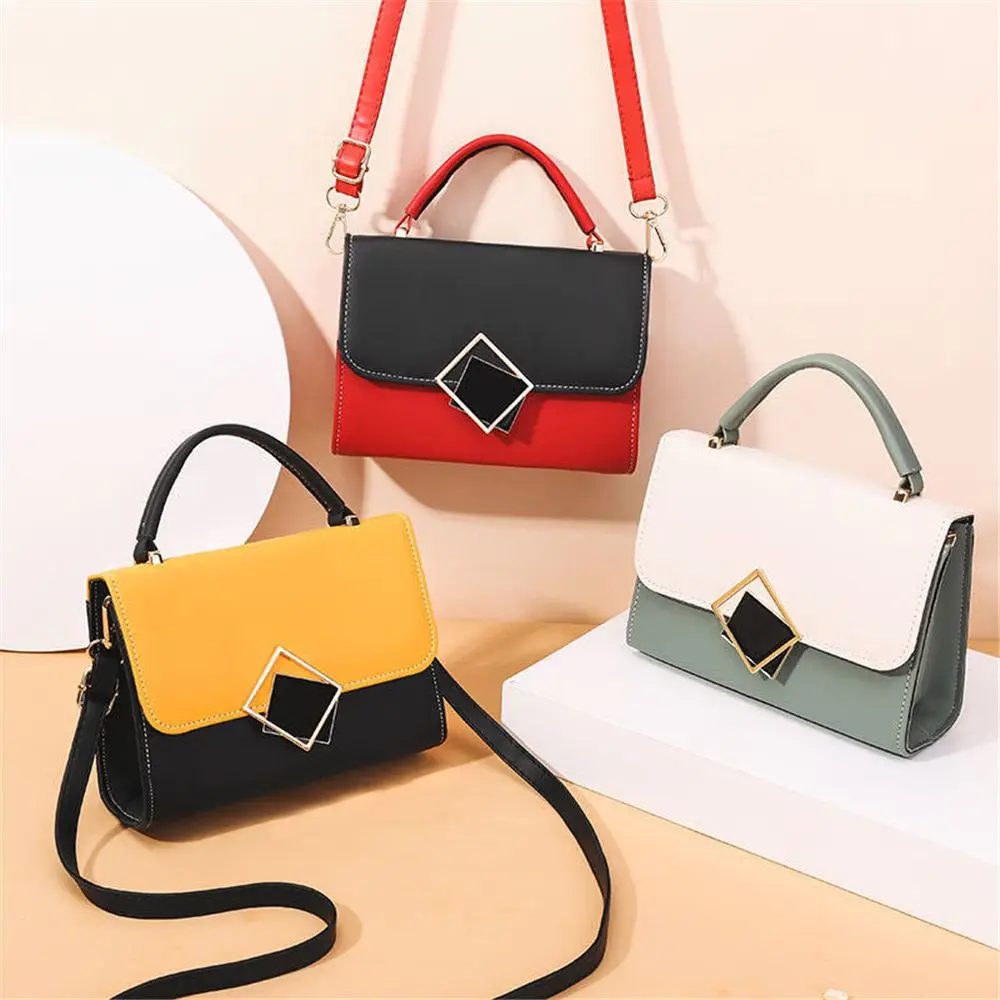 Ladies Fashion Shoulder Bag 2022 New PU Leather Contrast Handbags