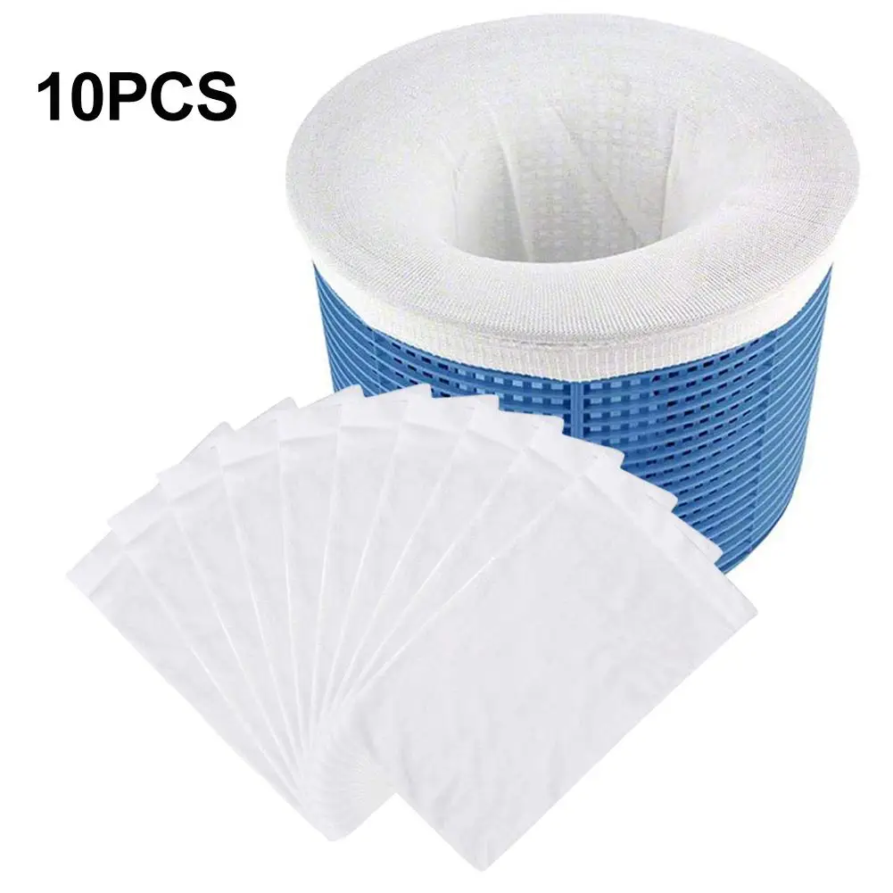 10pcs Swimming Pool Filter Skimmer Socks Nylon Swimming Pool Filter Socks For Baskets And Skimmers White Supplies