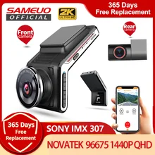 Sameuo u2000 traço câmera 2k frente e traseira fhd1080p dupla lente traço cam wi fi carro inteligente dvr visão noturna automática 24h estacionamento monitor
