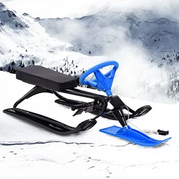 

Snow Sledge Snowmobile Motorcycle Shape Riding Ski Sled Equipment Pull Rope Braking Device Steering Wheel Control Winter Toy