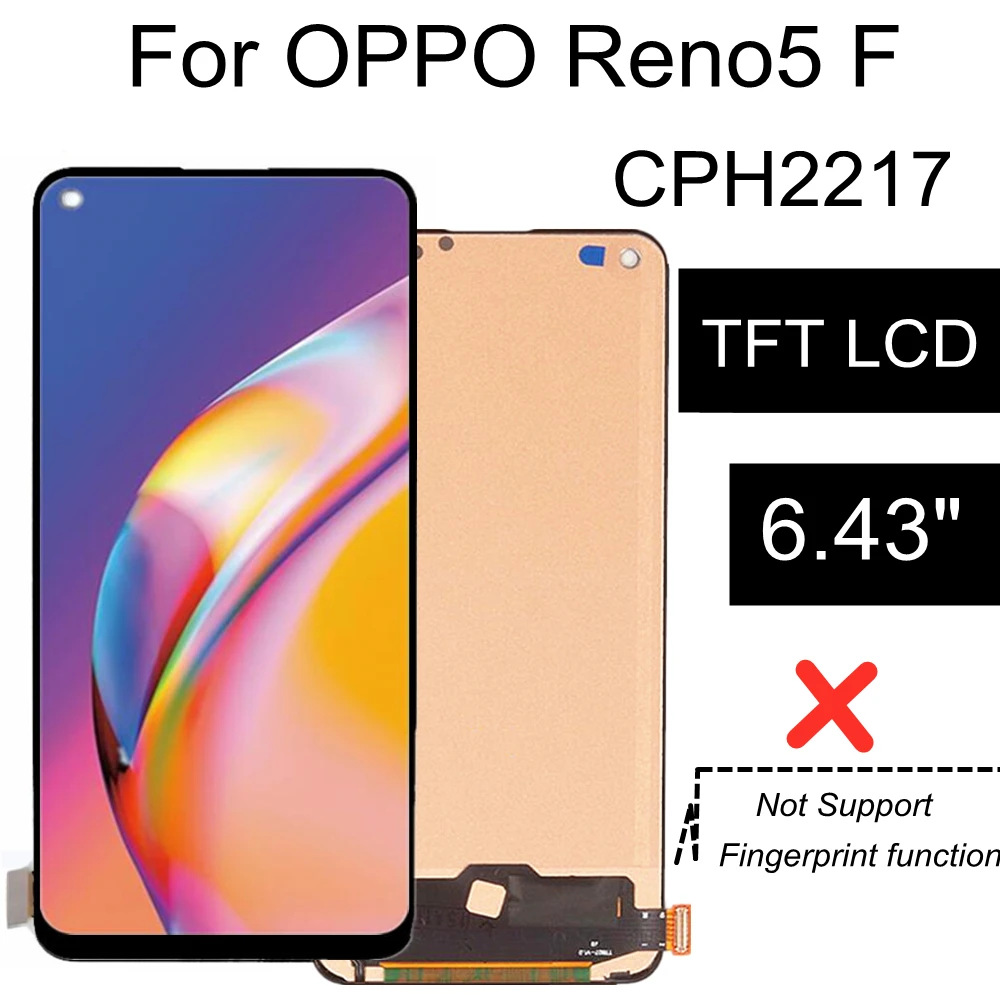 

ЖК-дисплей TFT 6,43 дюйма для Oppo Reno5 F, ЖК-дисплей, сенсорная панель, дигитайзер в сборе для OPPO Reno 5F CPH2217, дисплей
