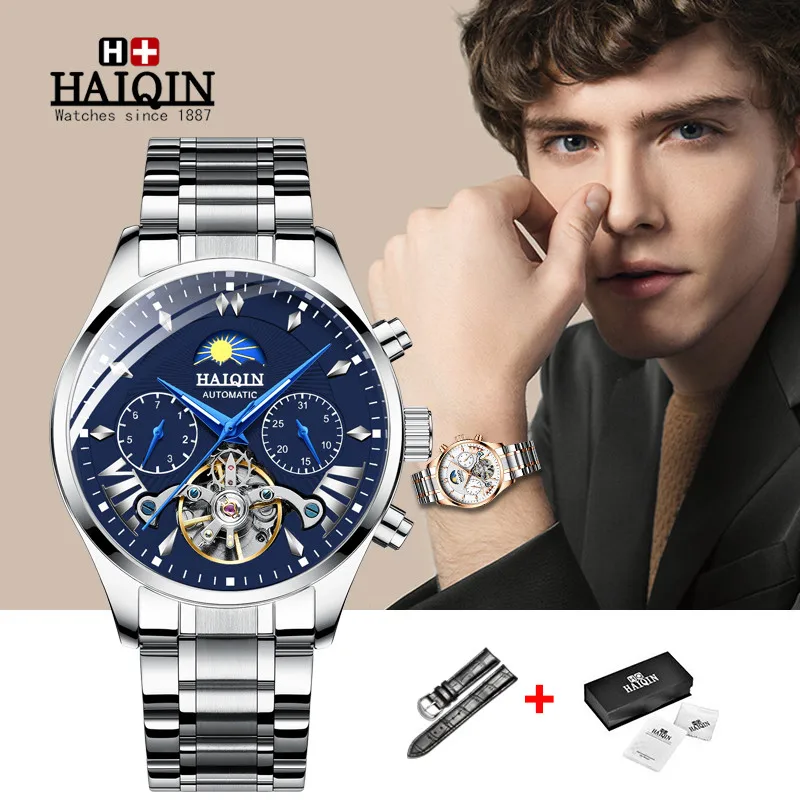 

HAIQIN Mens Watches Top Brand Luxury Automatic Mechanical Sport Military Watch Men Waterproof Tourbillo Clock Relogio Masculino