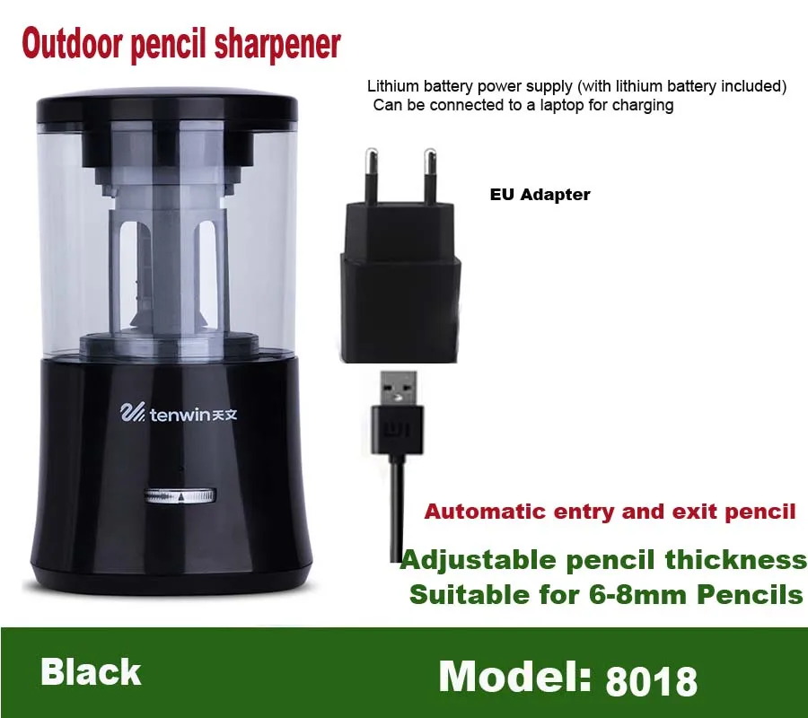 Точилка электрическая автоматические металлические Usb канцелярские школы Office для дома открытый товары для рукоделия - Цвет: 8018-Black-EU