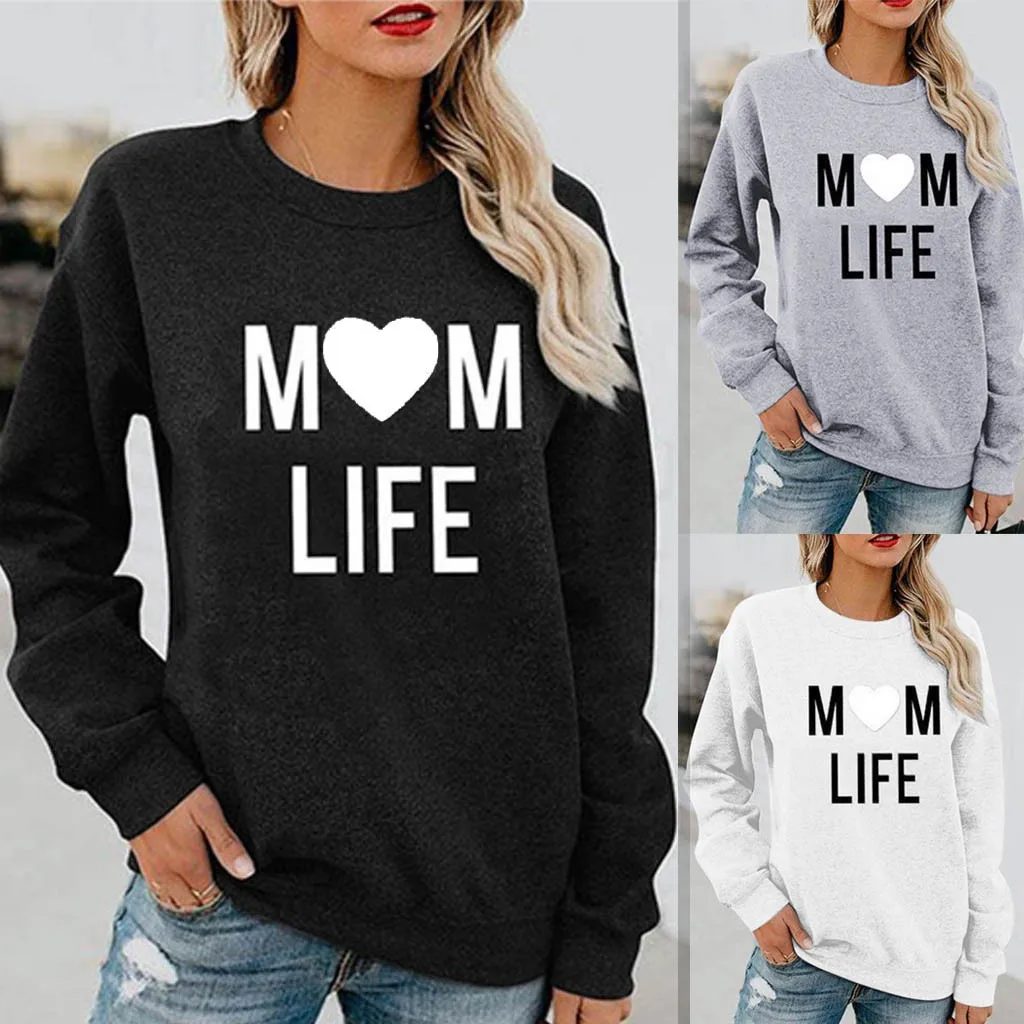 

Womens Letter Print Pullover Sweatshirt Ladies Long Sleeve Tops O-Neck Hooded Sweatshirt blusas Tops streewear hoodies