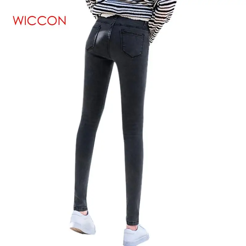 Retro Female Jeans Female Solid Straight Pant Ankle-Length Jeans Casual Button Fly Pencil High Waist Light Jean Spring Wear