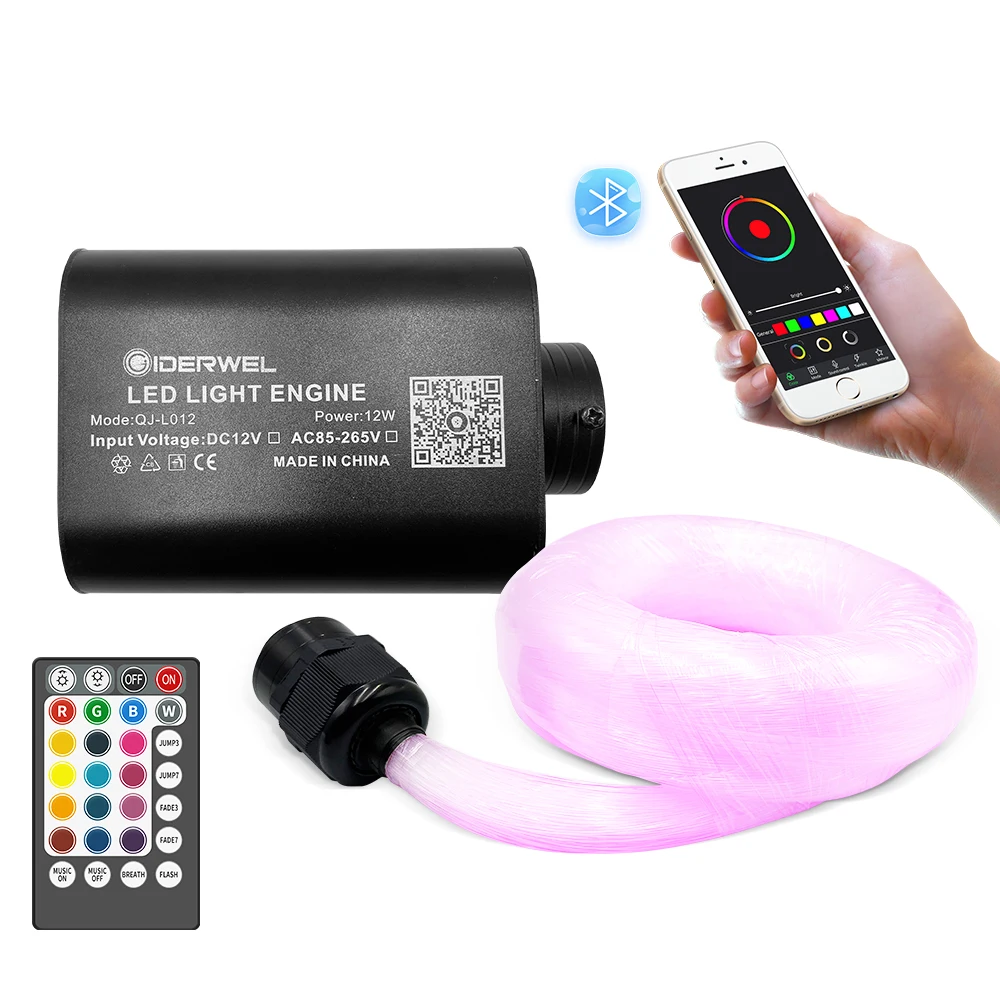 Smart Optic Fiber APP remote RGBW control Starry Sky Effect Ceiling Optical Fiber Cable for Car Decoration ambient lighting