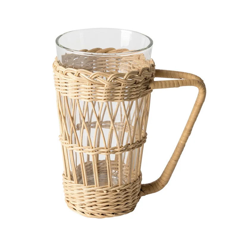 

Bamboo Weaving Glass Mug Creative Transparent Mugs Milk Tea Coffee Juice Water Cup Home Office Drinkware Lovers Gifts 1PC