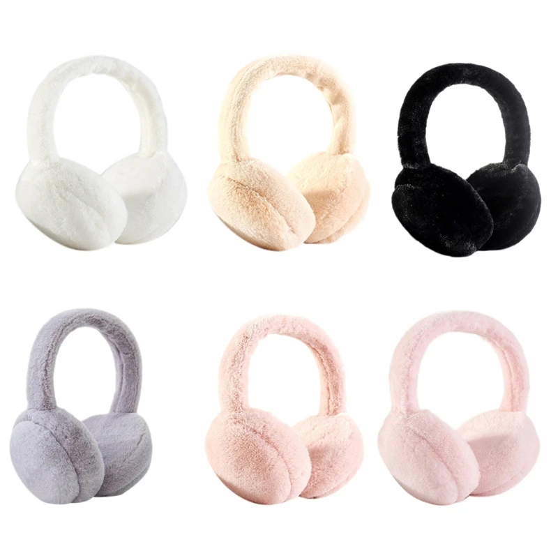 

Unisex Winter Warm Faux Furry Earmuffs Headband Solid Color Foldable Ear Warmers 649C