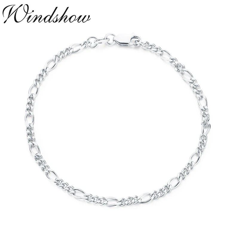 

3mm 18cm 925 Sterling Silver Figaro Chain Bracelets For Women Girl Men Boy Italy Delicate Jewelry Bileklik Pulseras bracciale
