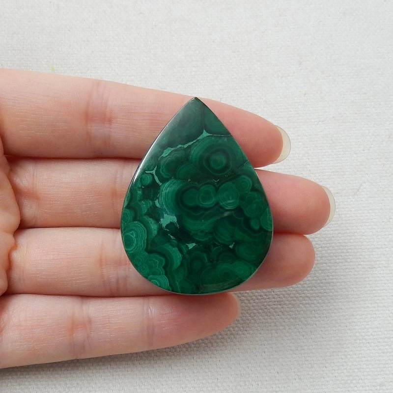 Natural Stone Malachite Teardrop Shape Trendy DIY Jewelry Cabochon Flatback Pendant Necklace Accessories 43x33x9mm 29.4g