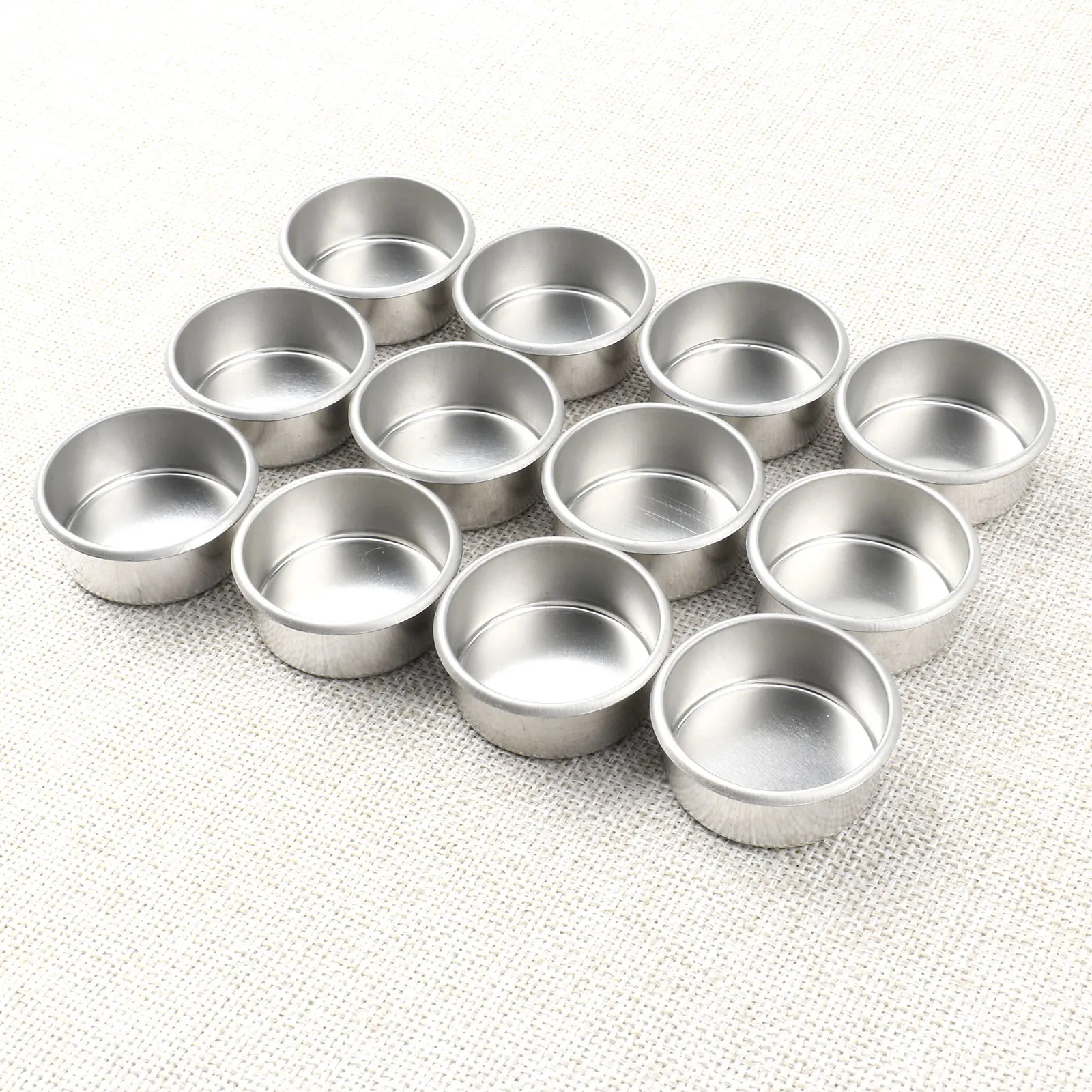 12 Pcs Mini Candle Jars Round Metal Candle Cups Tea Light Tins