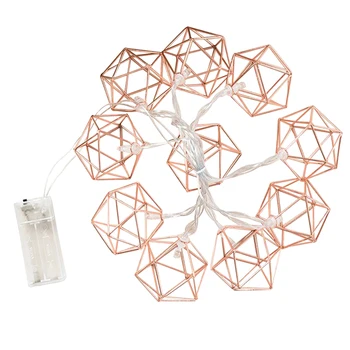 

1.5m Garden Home Decor Living Room Iron Structure Holiday Festival Ornaments Hanging String Lights Gifts Hexagon Geometric