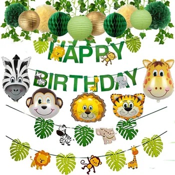 

Children Birthday Party Decorations Jungle Forest Animal Theme Balloon Set Kids 1st Party Favors Baby Shower Party Supplies