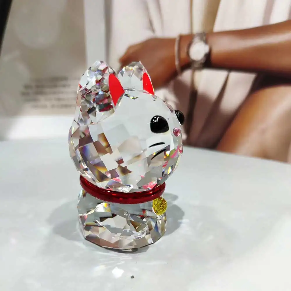 Кристалл милый кот статуэтки, украшение из стекла Кот пресс-папье фэн-шуй коллекция декора ремесло игрушка подарок на Рождество домашний декор