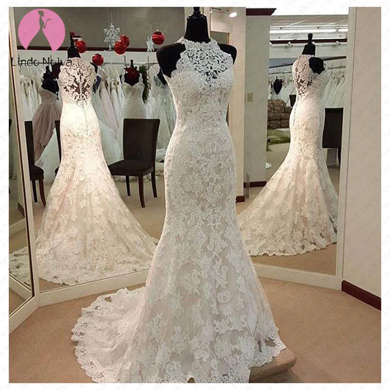 Изготовленное на заказ кружевное свадебное платье русалки дешевые Vestido De Noiva белые безрукавные Свадебные платья пляжные свадебные платья