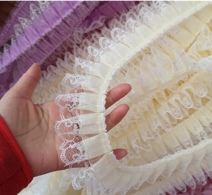 PT2020003 garment trim by lace and organza ivory