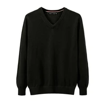 Осенне-зимний свитер, деловой повседневный мужской свитер из чистого хлопка с v-образным вырезом, мужские пуловеры с длинным рукавом, мужской свитер большого размера