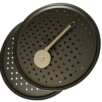 

Pizza Pans Pizza Knife Carbon Steel Perforated Baking Pan With Nonstick Coating, Round Pizza Crisper Tray Tools Bakeware Set Coo