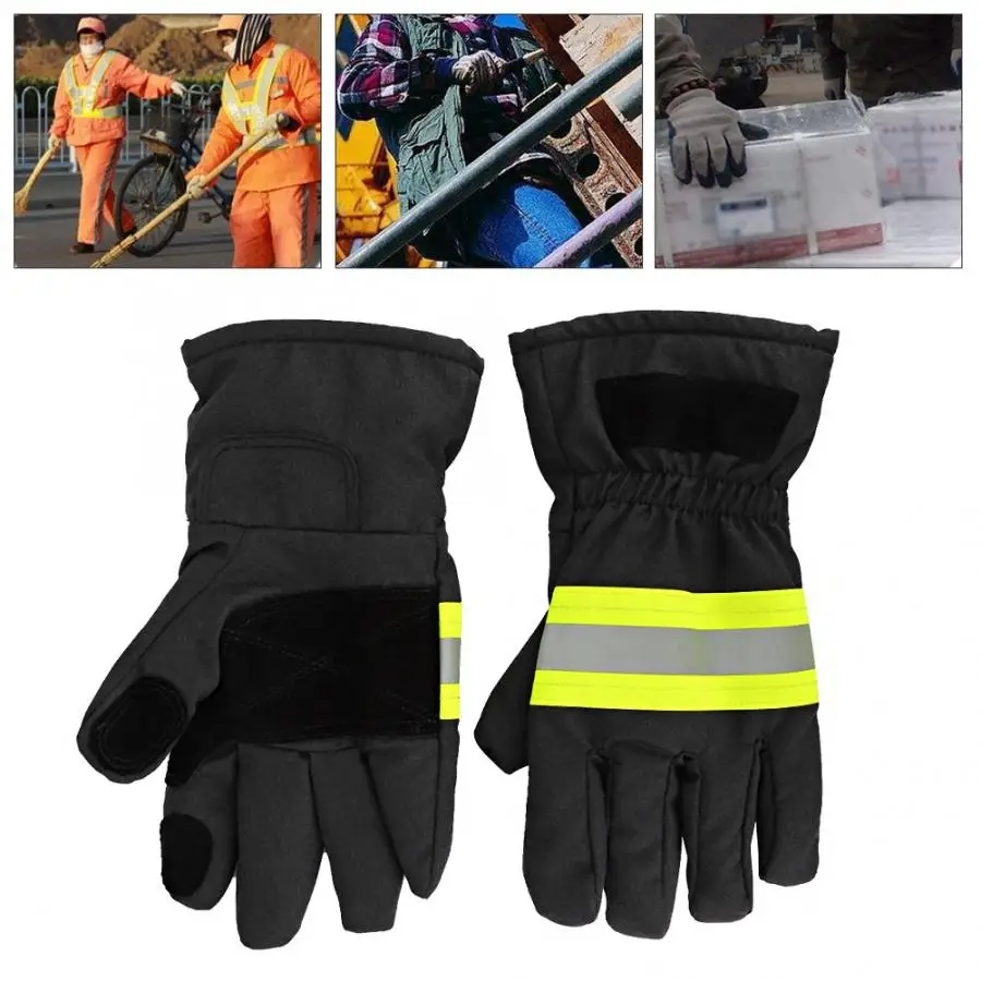 Fireproof Anti-Fire Equipment Heat-Resistant Fire Retardant Firefighters Protection Gloves Black