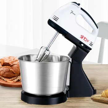 

200W 2L Desktop Whisk Electric Stainless Steel Bowl Kitchen Food Stand Mixer 7 speeds Hand-held Cream Egg Whisk Blender