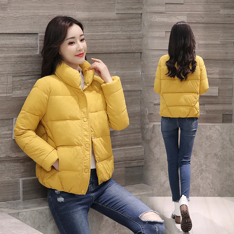 Voobuyla, зимняя куртка, женская, теплая, толстая, однотонная, короткая, стильная, парка с хлопковой подкладкой, тонкая, парка, белое пальто, воротник-стойка, XL, XXL