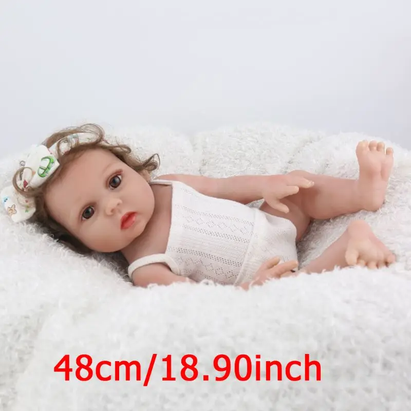 19in Реалистичная кукла-Реборн, мягкая силиконовая виниловая кукла для новорожденных, завитки для девочек, Реалистичная игрушка принцессы ручной работы, подарки для детей
