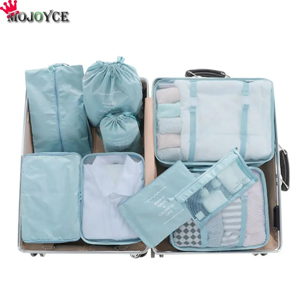 

9pcs/Set Waterproof Cosmetic Storage Bag Travel Makeup Toiletry Handbags Clothing Shoes Packing Organizer Portable Storage