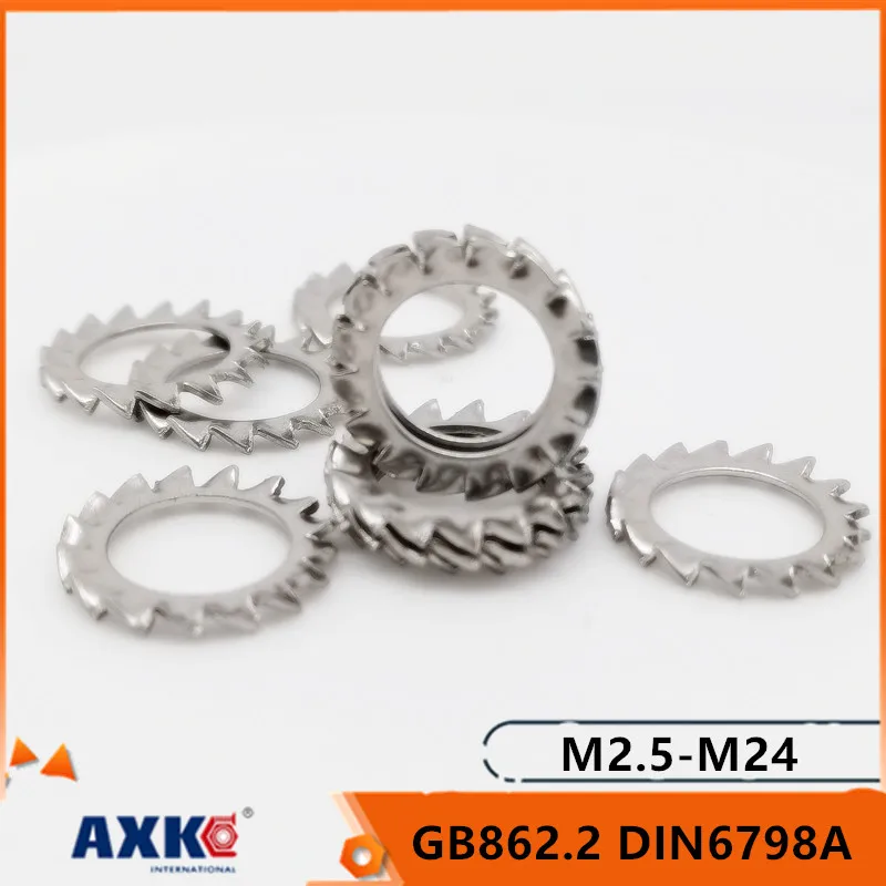 

5/10/50 M2.5 M3 M4 M5 M6 M8 M10 M12 M14-M24 GB862.2 DIN6798A A2 304 Stainless Steel External Toothed Serrated Lock Washer Gasket