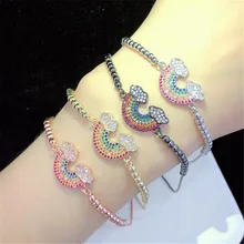 10 шт./лот, высокое качество, латунный браслет, инкрустированный радужным кубическим цирконием, облачный регулируемый браслет, модные ювелирные изделия