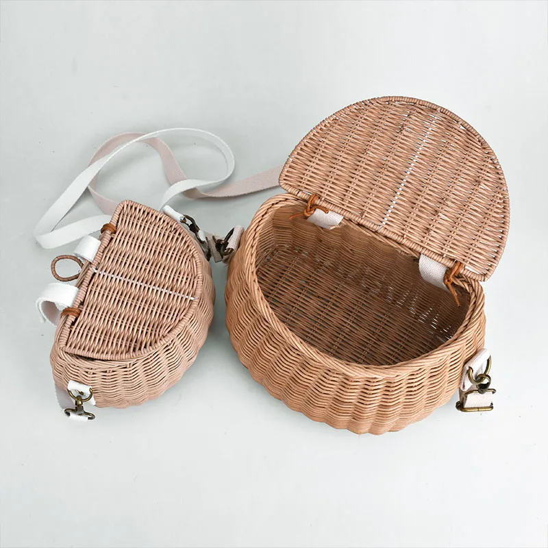 Small big Back Basket Children Bicycle Basket Handmade Tattan bag Basket kid's backpack 5
