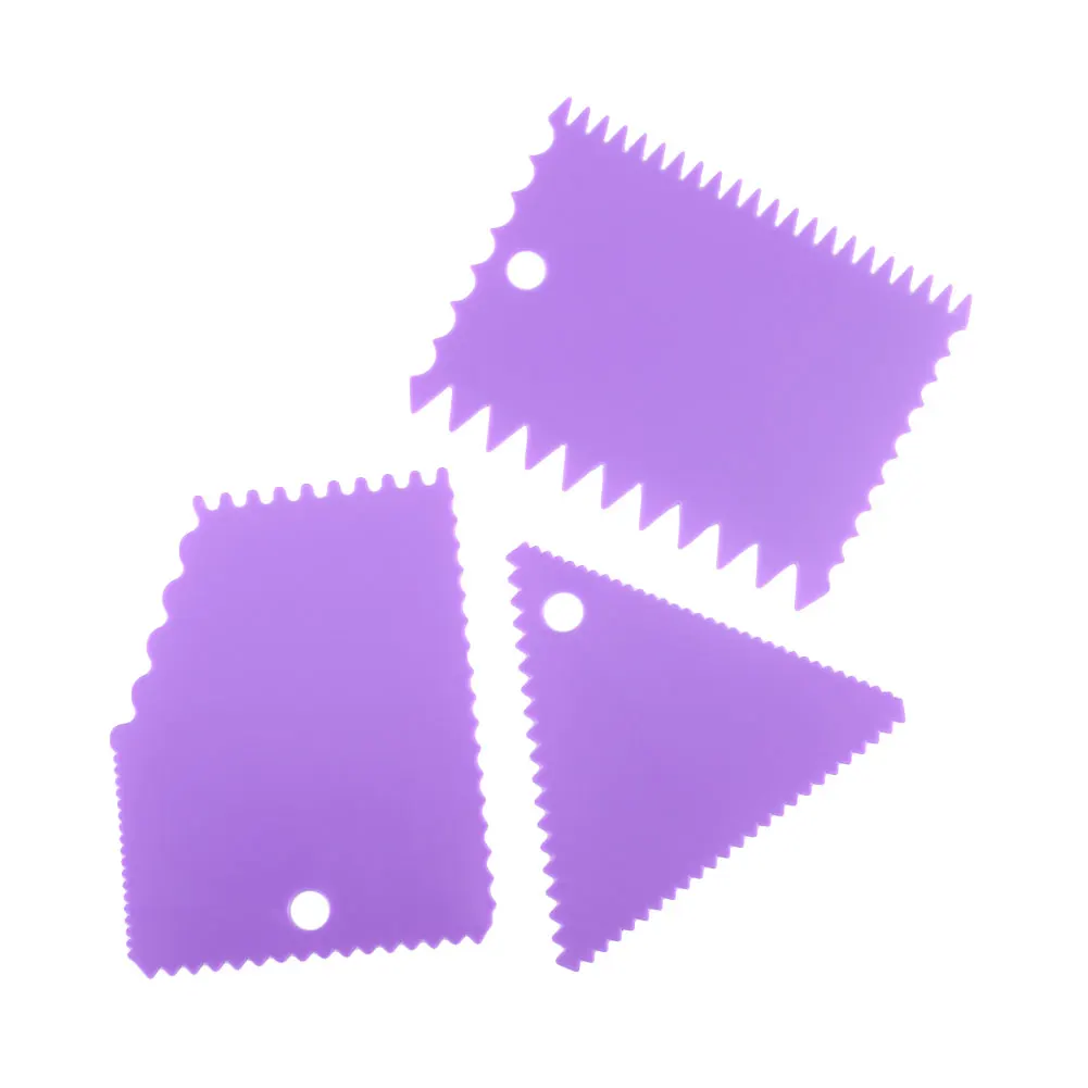 Purple Инструмент для красоты, подарки, модные DIY Инструменты для торта, боковое гладкое скребок, гладкий, 3 шт., резак для выпечки масла - Цвет: Purple