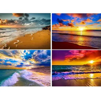 

4 Pack Seaside 5D DIY Diamond Painting Full Drill Rhinestone Embroidery Decor