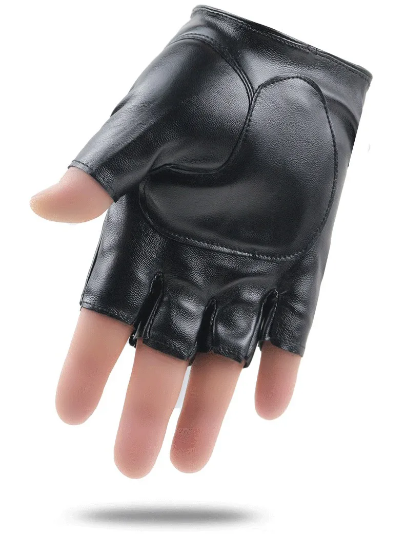 Men PU Leather Driving Gloves Anti-Slip Touch-Screen Half Finger Moto Fingerless Gloves Motorcycle Cycling Training Fitness Luva