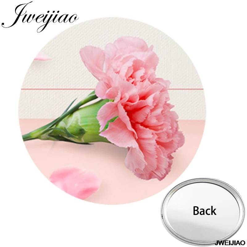 

Youhaken Love Flowers Mini One Side Flat Pocket Mirror Pink Red Color Cute Gift Compact Portable Makeup Vanity Hand Mirrors