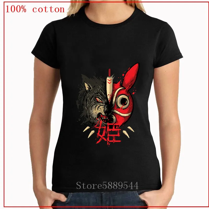 Mononoke Hime футболка женская с круглым вырезом хлопковая коротким рукавом 2020 новый