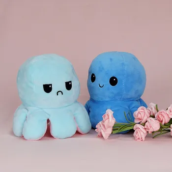 

Cute Emotion Octopus Gift For Children Simulation Reversible Plush Toys Multicolor Flip Doll Double-Sided Plush Child Fast ship