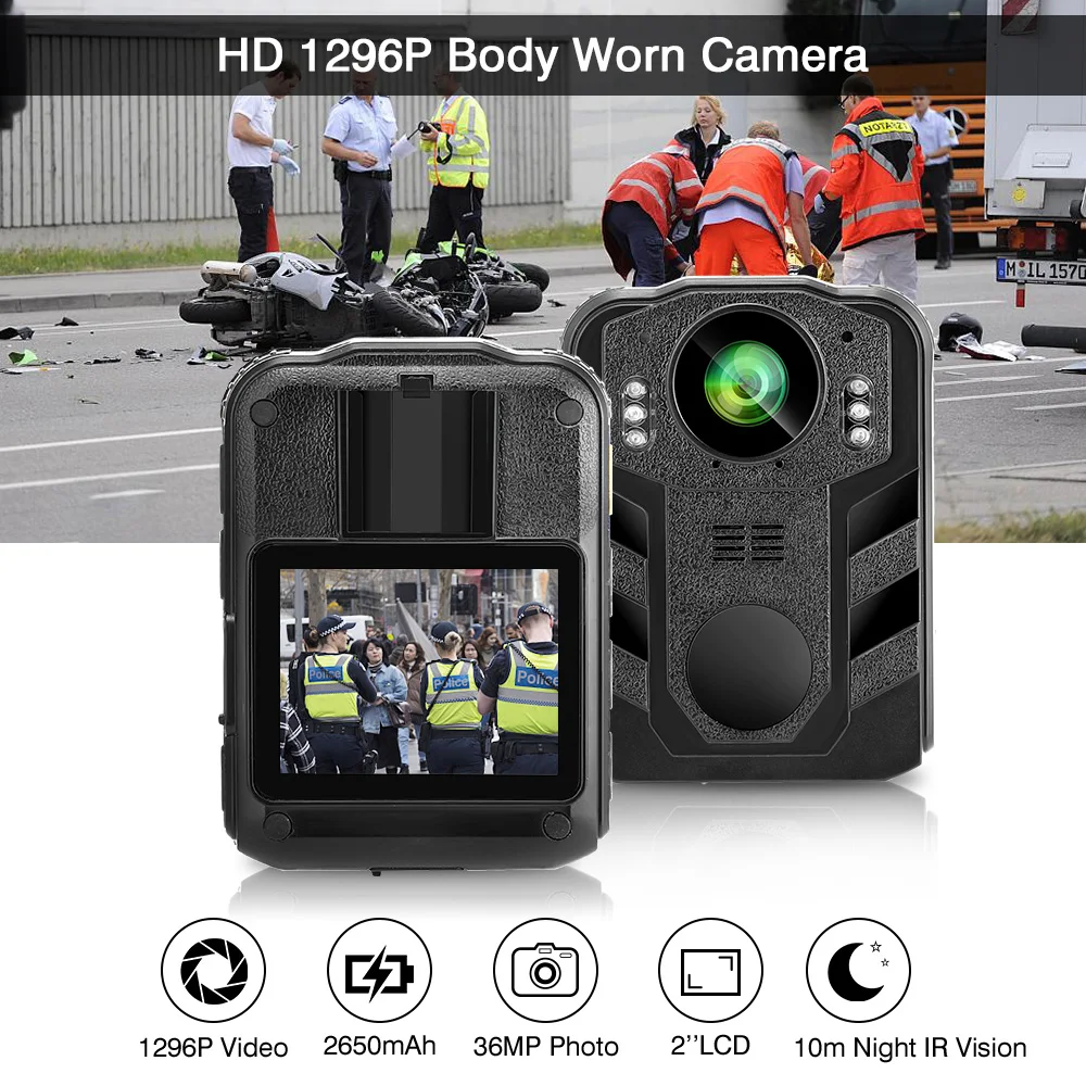 

BOBLOV Z09L HD 1296P Wearable Body Worn Camera 170 Degree 2 Inch Screen Security Police Camera Mini Comcorder police camera
