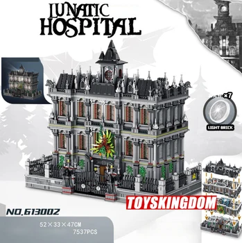 

Hot Creator city street view batman dc Arkham Asylum moc building block with light assemble toys collection for gifts