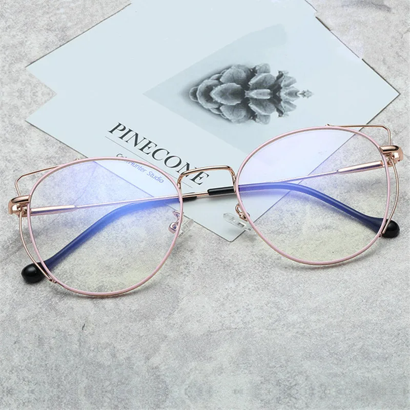 

NYWOOH Blue Light Blocking Cat Eye Glasses Frames Women Fashion Metal Optical Spectacles Computer Eyeglasses